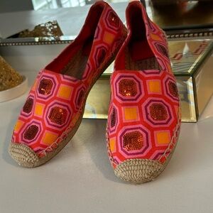 Tory Burch Cecily Embellished Espadrille Slip on Shoes
